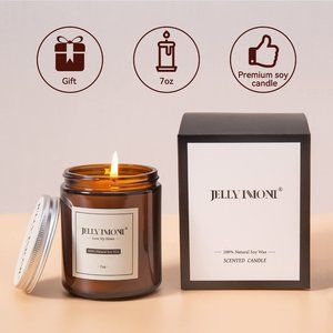 JELLYMONI Lavender & Eucalyptus Jar Candle, 7oz Soy Wax Candles w/ 35 Hours Burn